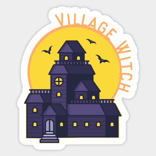 Full Moon Village Witch Sticker by LittleBunnySunshine